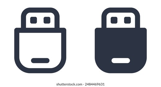 USB flash drive or memory stick simple icons set designed in filled, outline, line and stroke style