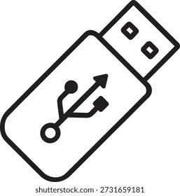 Memoria USB memoria stick hardware línea icono Ilustración vectorial