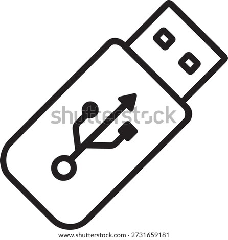 USB flash drive memory stick hardware line icon vector illustration