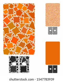 USB flash drive mosaic of bumpy elements in different sizes and color tones, based on USB flash drive icon. Vector tuberous elements are combined into mosaic.