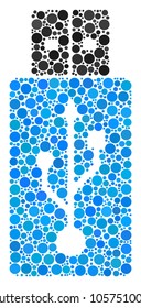 USB Flash Drive mosaic of circle dots in various sizes and color shades. Dots are united into usb flash drive vector composition. Vector design concept.