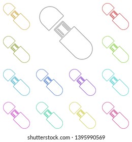 usb flash drive multi color icon. Simple thin line, outline vector of web icons for UI and UX, website or mobile application