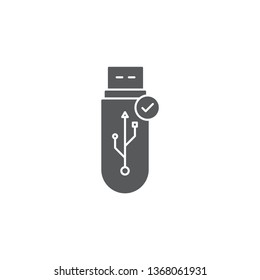 USB flash drive notification vector icon. filled flat sign for mobile concept and web design. USB connection technology simple solid icon. Symbol, logo illustration