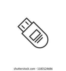 USB flash drive outline icon. linear style sign for mobile concept and web design. Pendrive simple line vector icon. Symbol, logo illustration. Pixel perfect vector graphics