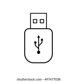 usb flash drive outline icon on white background, thin line