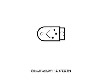 Usb flash drive outline icons set on white background.