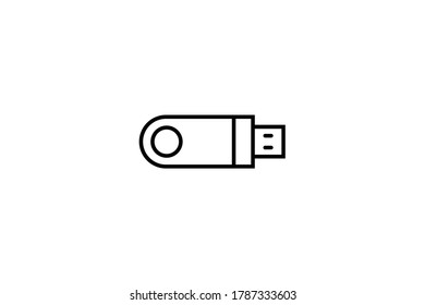 Usb flash drive outline icons set on white background.