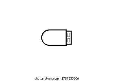 Iconos del contorno de la unidad flash Usb configurados en fondo blanco.