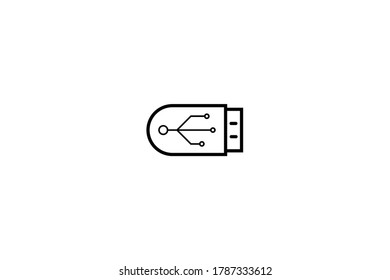 Usb flash drive outline icons set on white background.