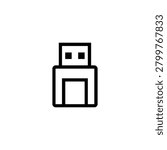 USB Flash Drive Pen Drive Storage Device Icon Line Art Digital Clipart