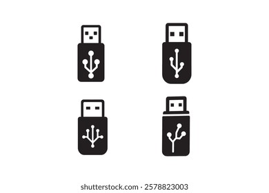 USB flash drive pendrive icon set 