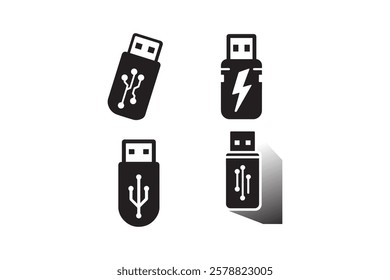 USB flash drive pendrive icon set 