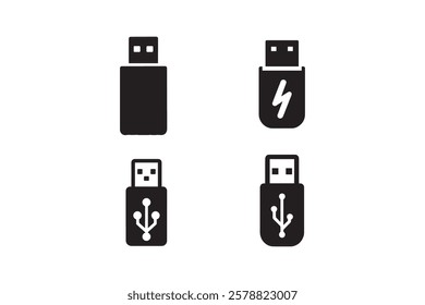 USB flash drive pendrive icon set 