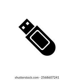 USB Flash Drive, Portable Storage Solid Flat Vector Icon Isolated on White Background.