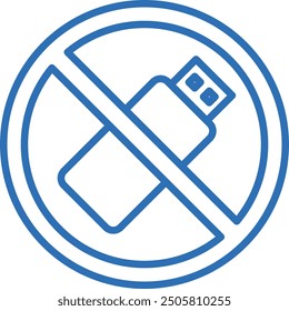 Prohibición de extracción de unidad flash USB, ilustración editable del icono del Vector de línea