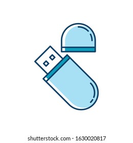USB flash drive RGB color icon. Compact data storage device. Memory stick. Thumb drive, key. Transferring information. Small portable electronic gadget. Isolated vector illustration
