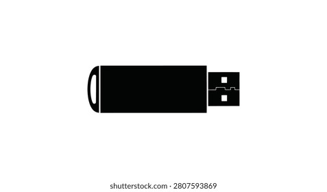 Usb Flash Drive Silhouette Against A White Background Minimalist Design flashdrive