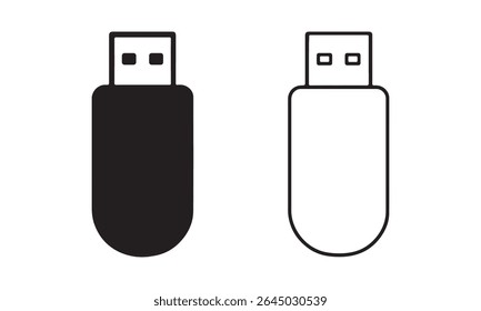  USB flash drive silhueta e line art vetor.usb, hardware, portátil, transferência, silhueta, plug, unidade, flash, memória, armazenamento, computador, eletrônico, vetor, tecnologia, ilustração, símbolo.
