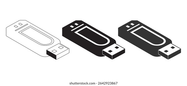 usb flash drive silhouette vector illustration black.