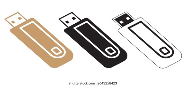 usb flash drive silhouette vector illustration black.