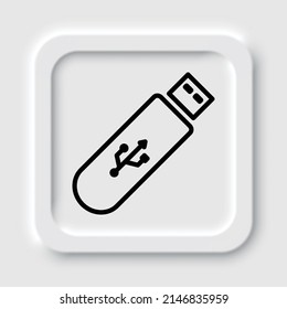 Usb Flash-Laufwerk einfache Symbol Vektorgrafik. Flaches Design. Neumorphism design.ai