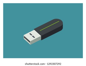 USB flash drive simple isometric illustration
