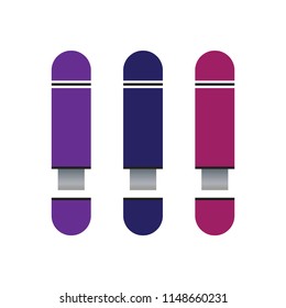 USB flash drive sticks vector illustration. Violet, blue, fuchsia flash drives