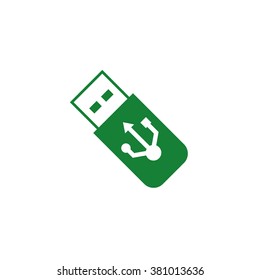 USB flash drive storage. Vector icon green
