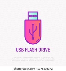 USB flash drive thin line icon. Modern vector illustration.