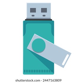 Ilustración de la historieta del Vector de la unidad flash del usb aislada en un fondo blanco.