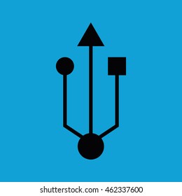USB flash drive vector icon. Blue background