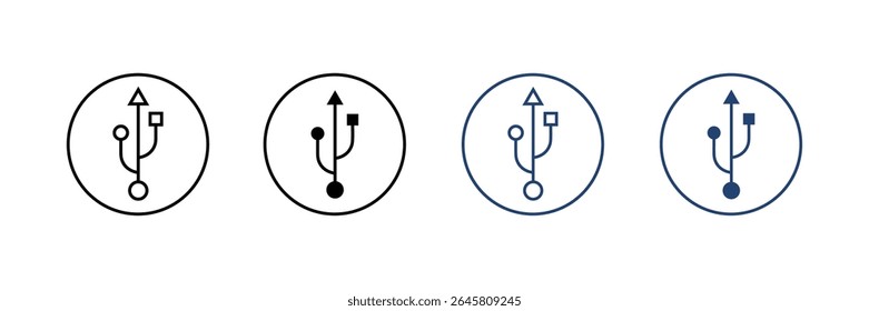 Ícones de vetor da unidade flash USB. Conjunto de ícones Usb. Símbolo e sinal de disco flash.