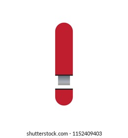 USB flash drive vector illustration. Red flash drive