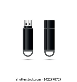 usb flash drive vector illustration in black color