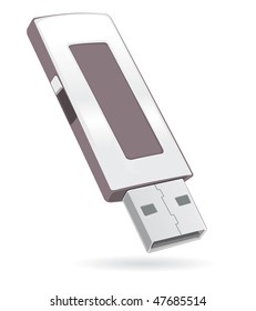 USB flash drive.  Vector illustration isolated on white background.