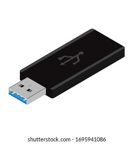 USB flash drive vector isolated on white background isometric view. Memory sticks