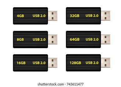 A USB flash drive in a vector on a white background.Memory card in vector.