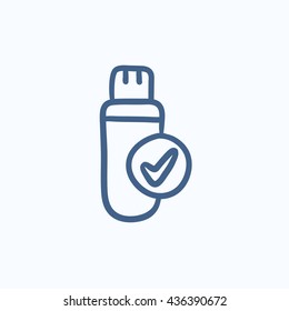 USB-Stick, Vektorgrafik Symbol einzeln auf Hintergrund. Handgezeichnetes USB-Flash-Laufwerk-Symbol. USB-Stick-Skizze für Infografik, Website oder App.