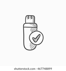 USB flash drive vector sketch icon isolated on background. Hand drawn USB flash drive icon. USB flash drive sketch icon for infographic, website or app.