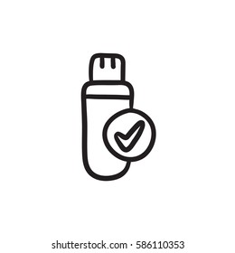USB flash drive vector sketch icon isolated on background. Hand drawn USB flash drive icon. USB flash drive sketch icon for infographic, website or app.