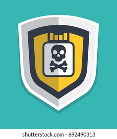 USB flash drive virus icon. Vector illustration in flat style.