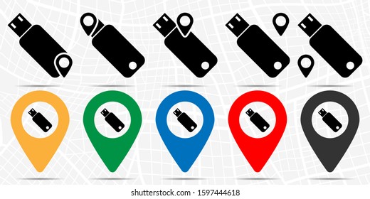 Usb flash driver icon in location set. Simple glyph, flat illustration element of technology theme icons