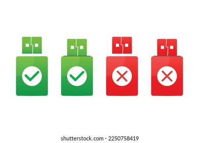 USB flash drives with check mark Vector Element