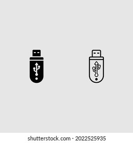 relleno de flash usb e icono de contorno conjunto de ilustraciones vectoriales aisladas