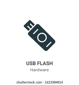 Usb flash glyph icon vector on white background. Flat vector usb flash icon symbol sign from modern hardware collection for mobile concept and web apps design.