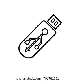 USB Flash  icon ,black sign design (only edge)