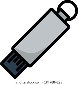 USB Flash Icon. Editable Bold Outline With Color Fill Design. Vector Illustration.