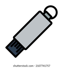 USB Flash Icon. Editable Bold Outline With Color Fill Design. Vector Illustration.