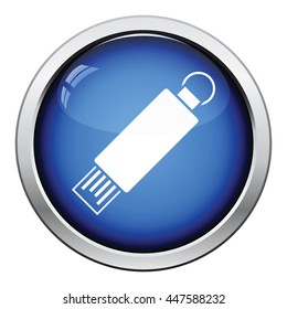 USB flash icon. Glossy button design. Vector illustration.