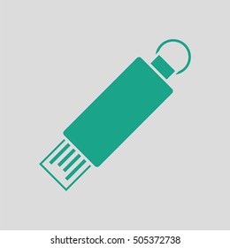 USB flash icon. Gray background with green. Vector illustration.